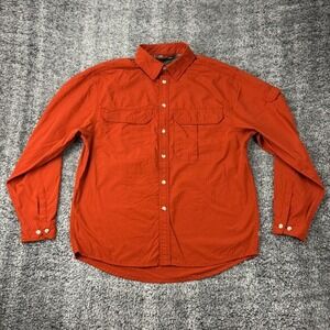 REI Co-Op Men's Small Burnt Orange Long Sleeve Button Up Shirt‎ Chest Pocket